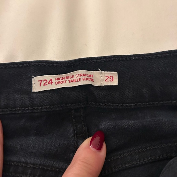 Levi’s black stretch 724 cropped raw edge size 29 - Picture 5 of 13